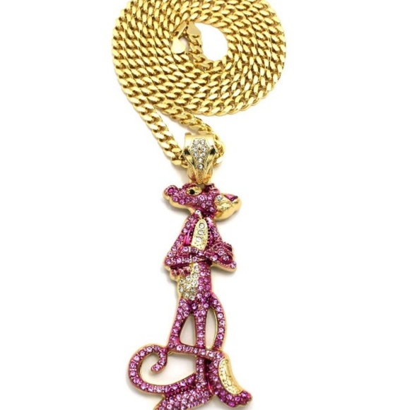 ICED OUT PINK PANTHER & 6mm 30" CUBAN CHAIN - Picture 6 of 6